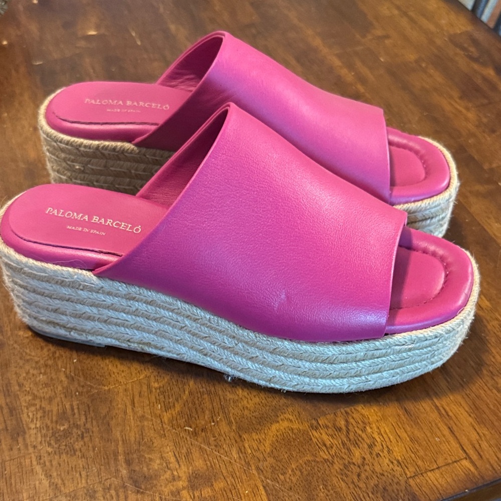 Paloma Barcelo Pink Espadrille Slides